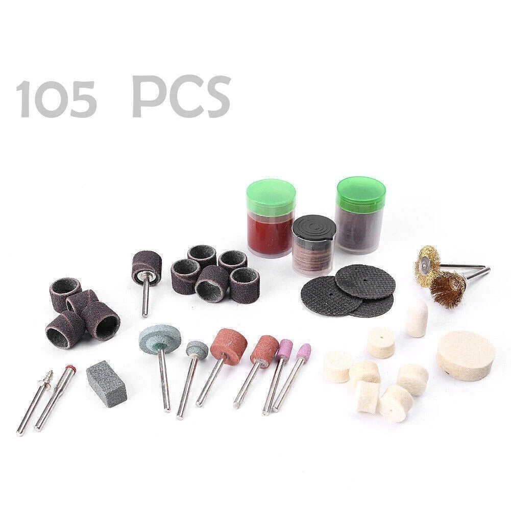 105pcs Drill Bit Rotary Set Kit for Hobby Polishing Grinding Sanding Engraving