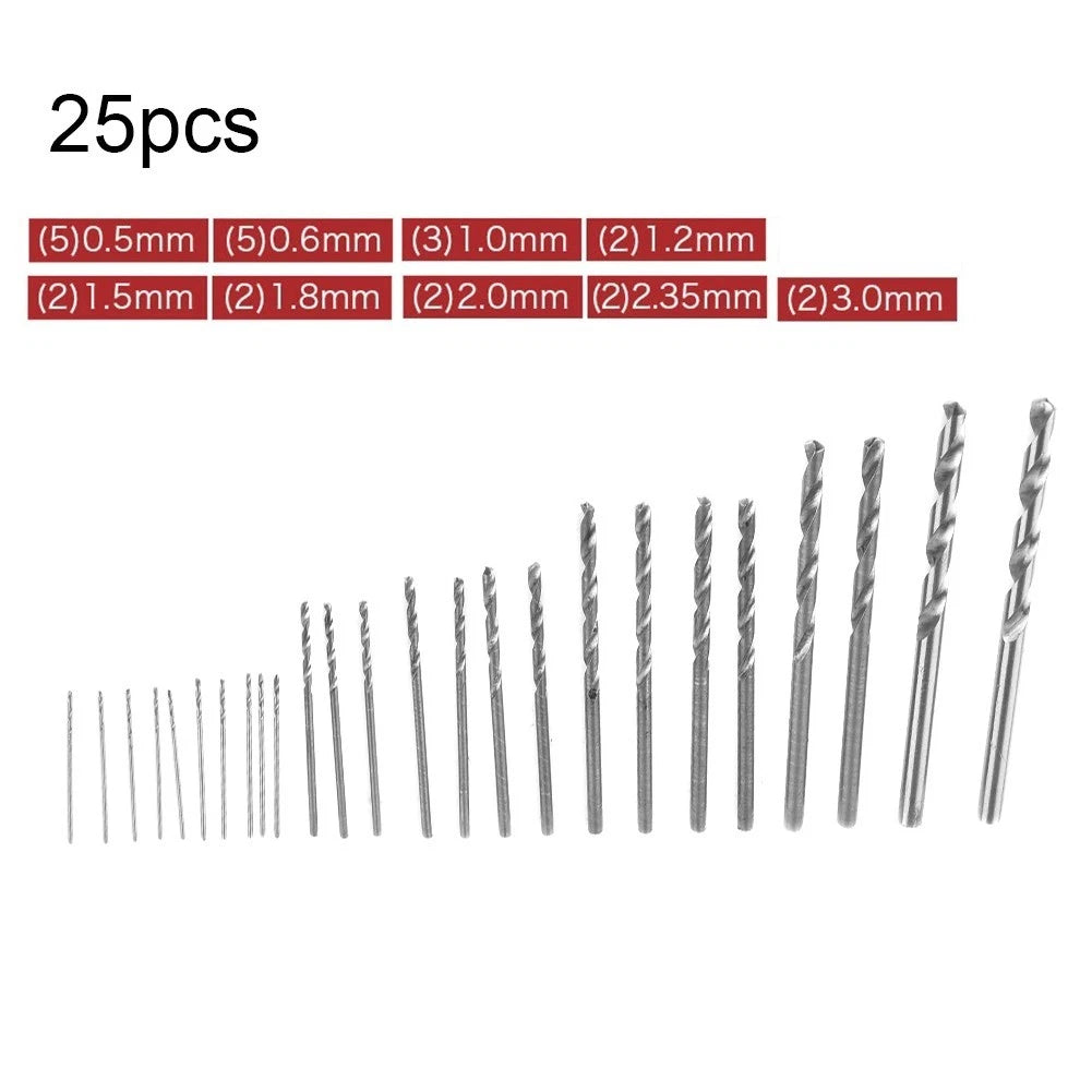 25Pcs Mini Steel Spiral Drill Bits for Jewelry Making