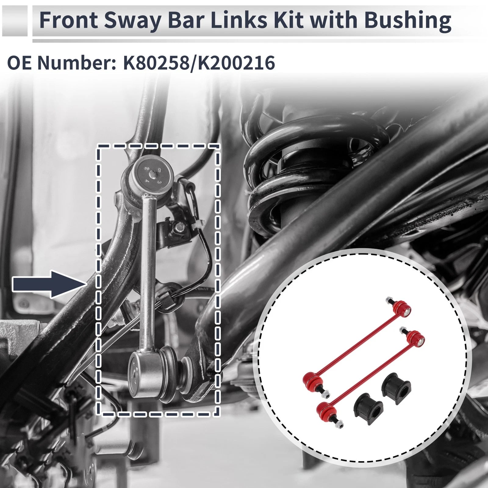 Front Stabilizer Bar Links 2 Piece Bushing for Jeep Patriot (2007–2017)