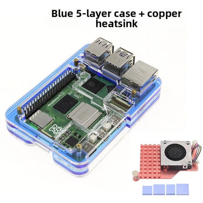 5-Layer Acrylic Case for Raspberry Pi 5 with Cooling Fan