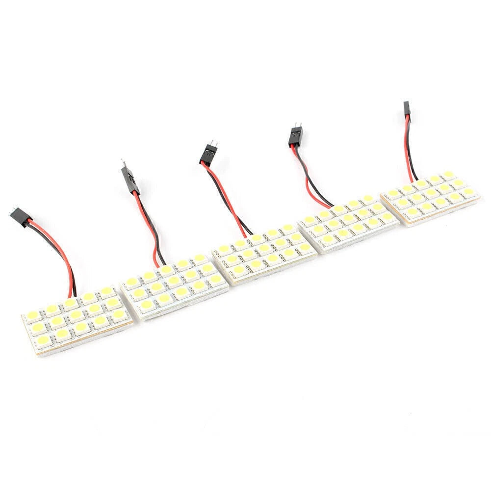 5pcs Car Interior 12V White 15SMD 5050 LED Light Lamp Panel T10 Festoon Dome