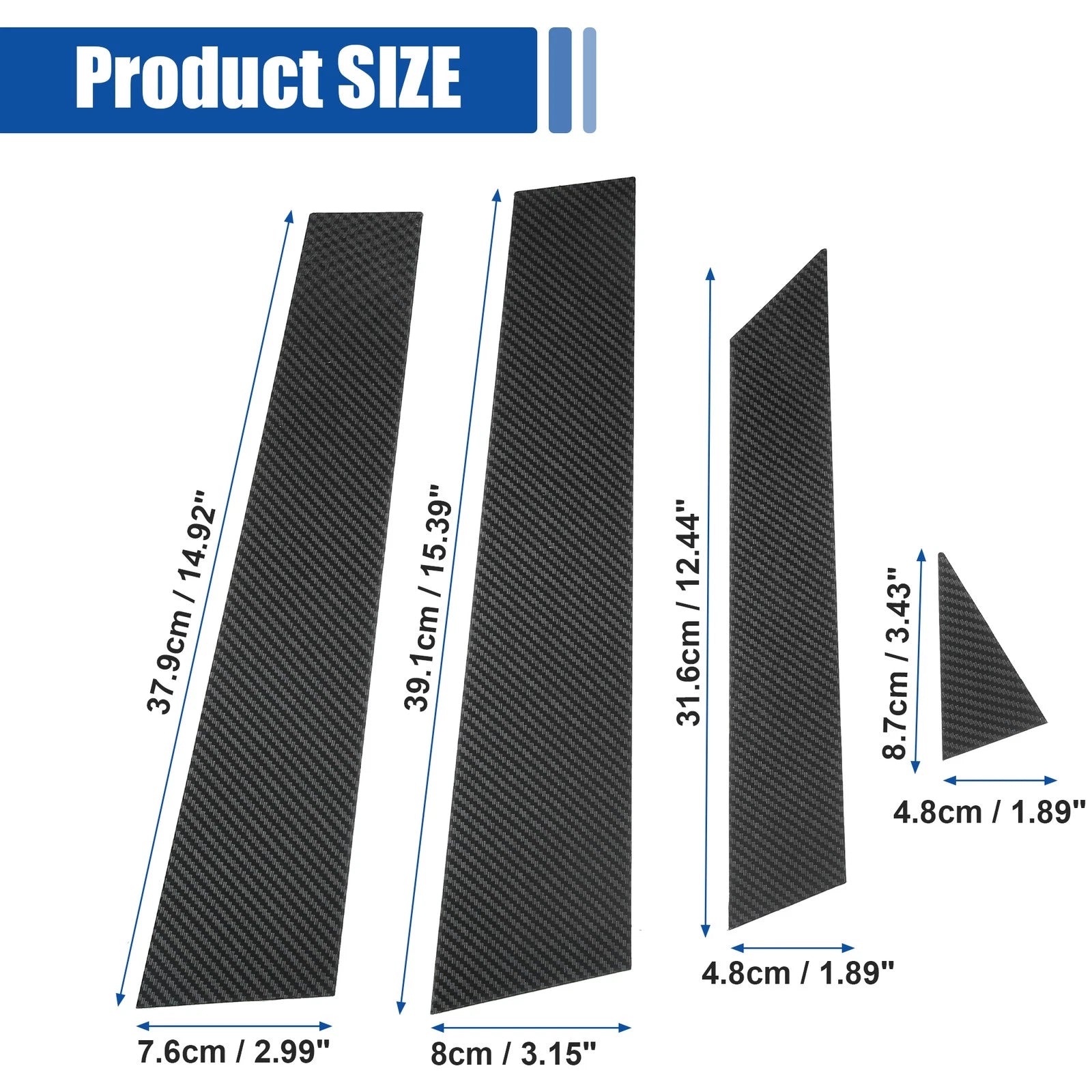 Carbon Pattern Window Pillar Post Trim Cover for Audi A3 S3 (2012–2020)