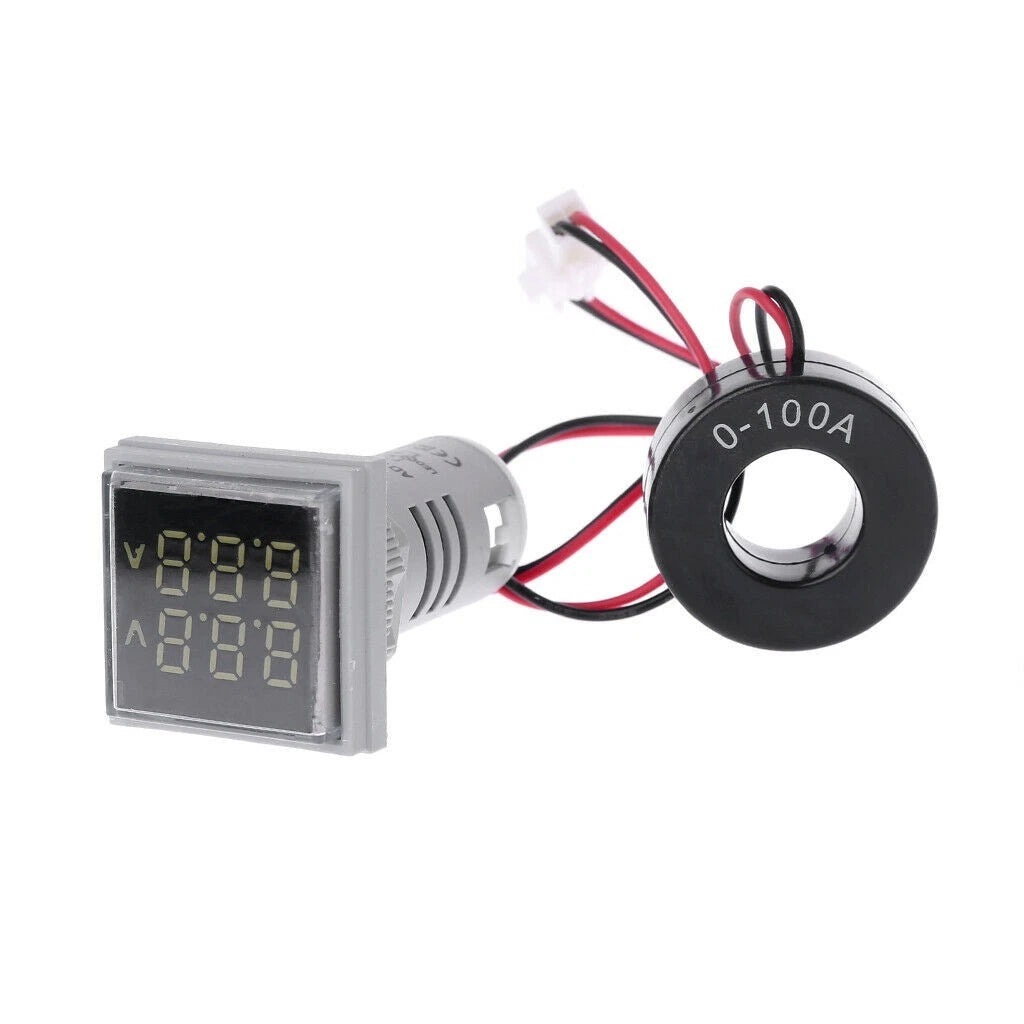 0-100A LED Digital Voltmeter Ammeter Dual Display Current Meter for Vehicles