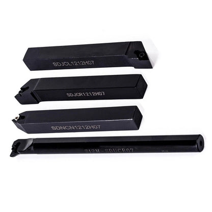 4X 12mm Lathe Boring Bar Holder Kit with 10 DCMT Carbide Inserts