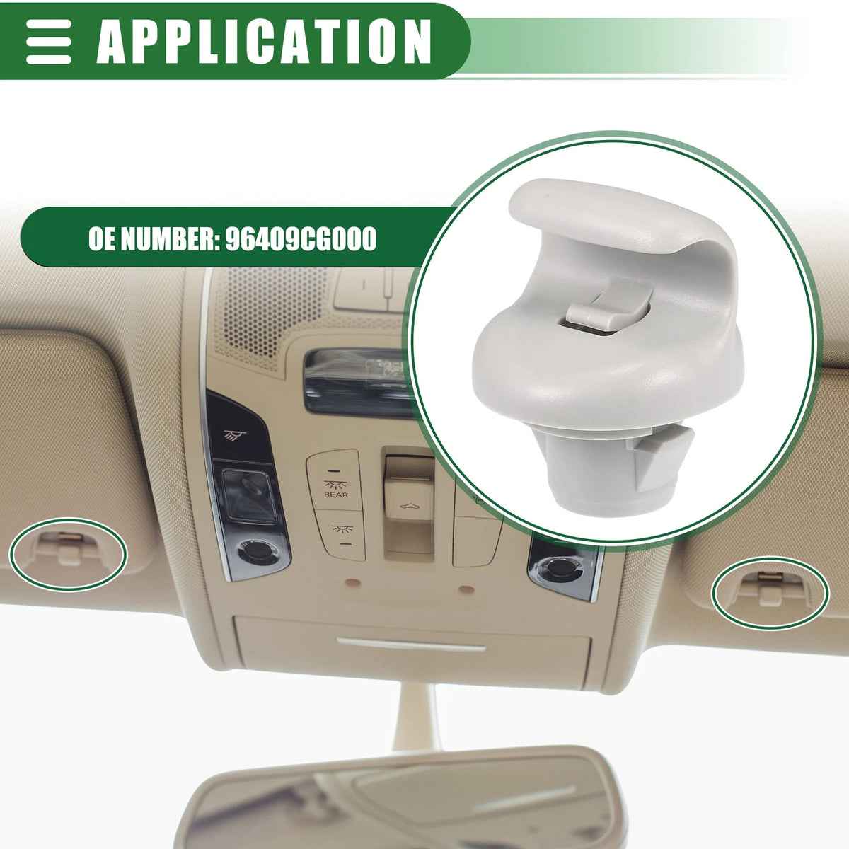 2pcs Sun Visor Holder Clip for Nissan Sentra (2015–2019) No. 96409CG000 Gray