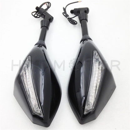 LED Turn Signal Side Mirrors for Honda Suzuki Cruiser (8-10mm)