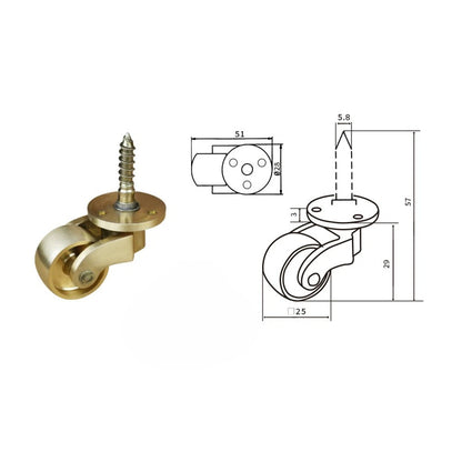 360 Degree Rotation Brass Caster Wheels (Furniture Mobility)