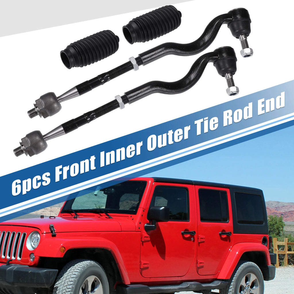 Set of 6 Front Inner Outer Tie Rod End Links for Dodge Durango (2011–2015)