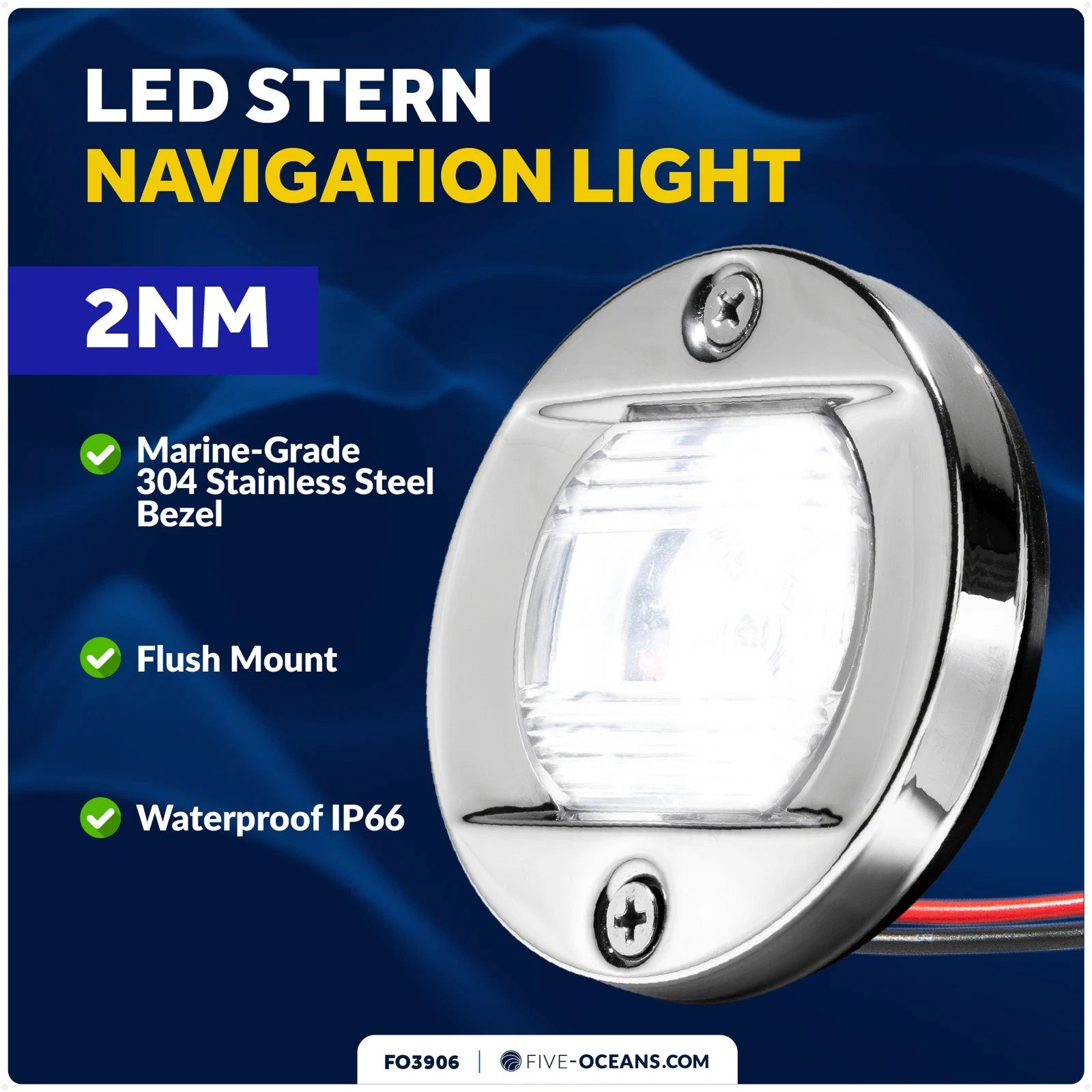 LED Boat Navigation Lights, 3" Transom Mount for Marine Use