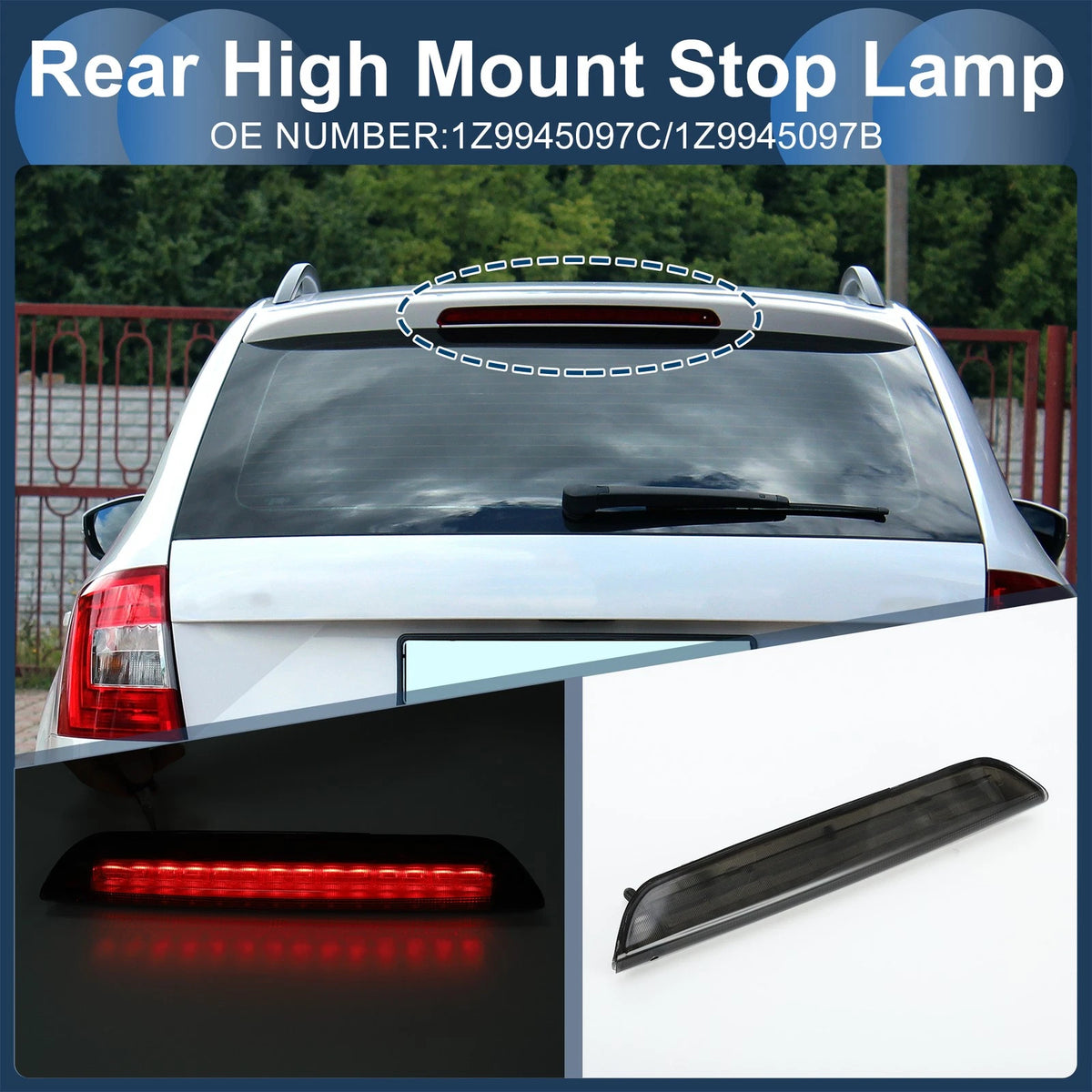 LED Third Brake Light for Skoda Octavia Mk2 Estate (2004–2013) Black Housing