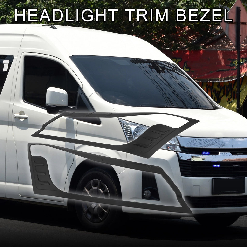 Pair Front Headlight Trim Bezel for Toyota Hiace Commuter (2019–2020) Black