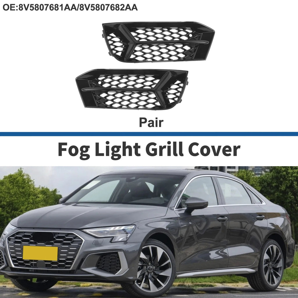 Pair Front Left Right Fog Light Grill Replacement for Audi A3 (2017–2020)