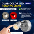 RV LED Reading Light with Touch Dimmer & USB-C Port (12V, Silver)