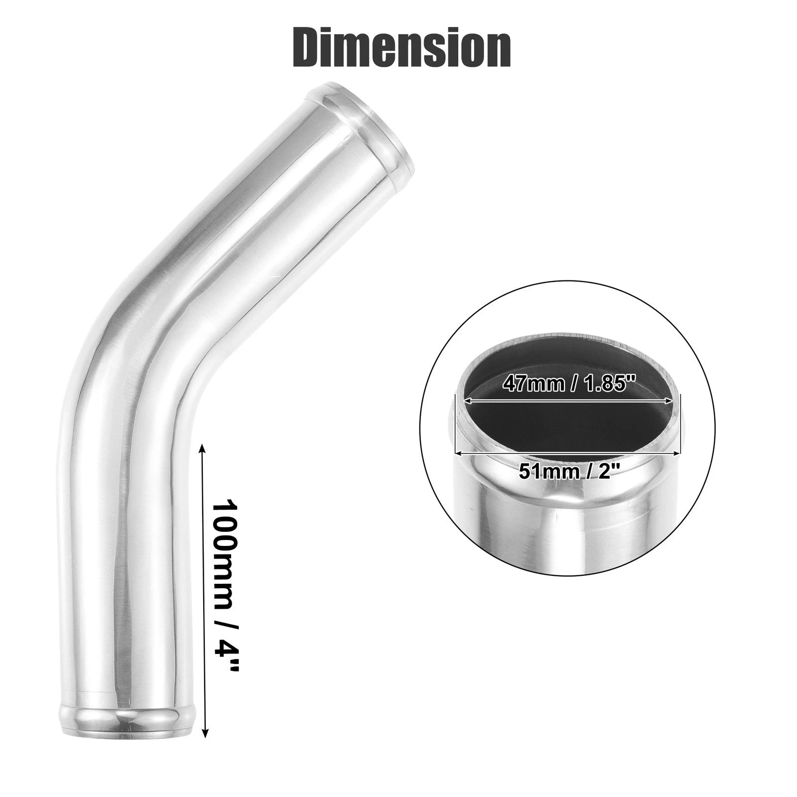 2X 2" Intercooler Pipe Intake Tube 45 Degree Bend Elbow for