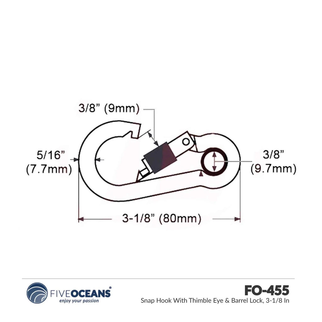 4X Snap Hook with Thimble Eye & Barrel Lock FO455-M4