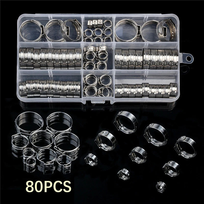 80PCS Hose Clamps for Hydraulic Applications (5.8-23.5mm)