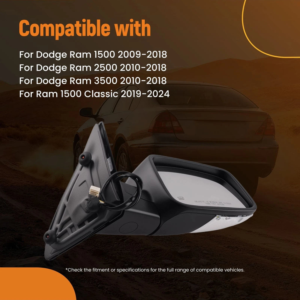 Power Heated Right Side Mirror for Dodge Ram 1500 (2009–2018)