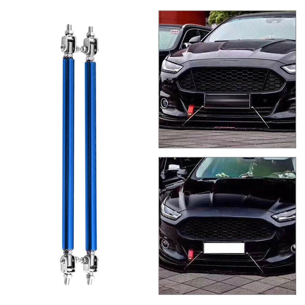 Adjustable Front Bumper Lip Splitter Strut Rod Tie Support Bar Blue for 2015–2015