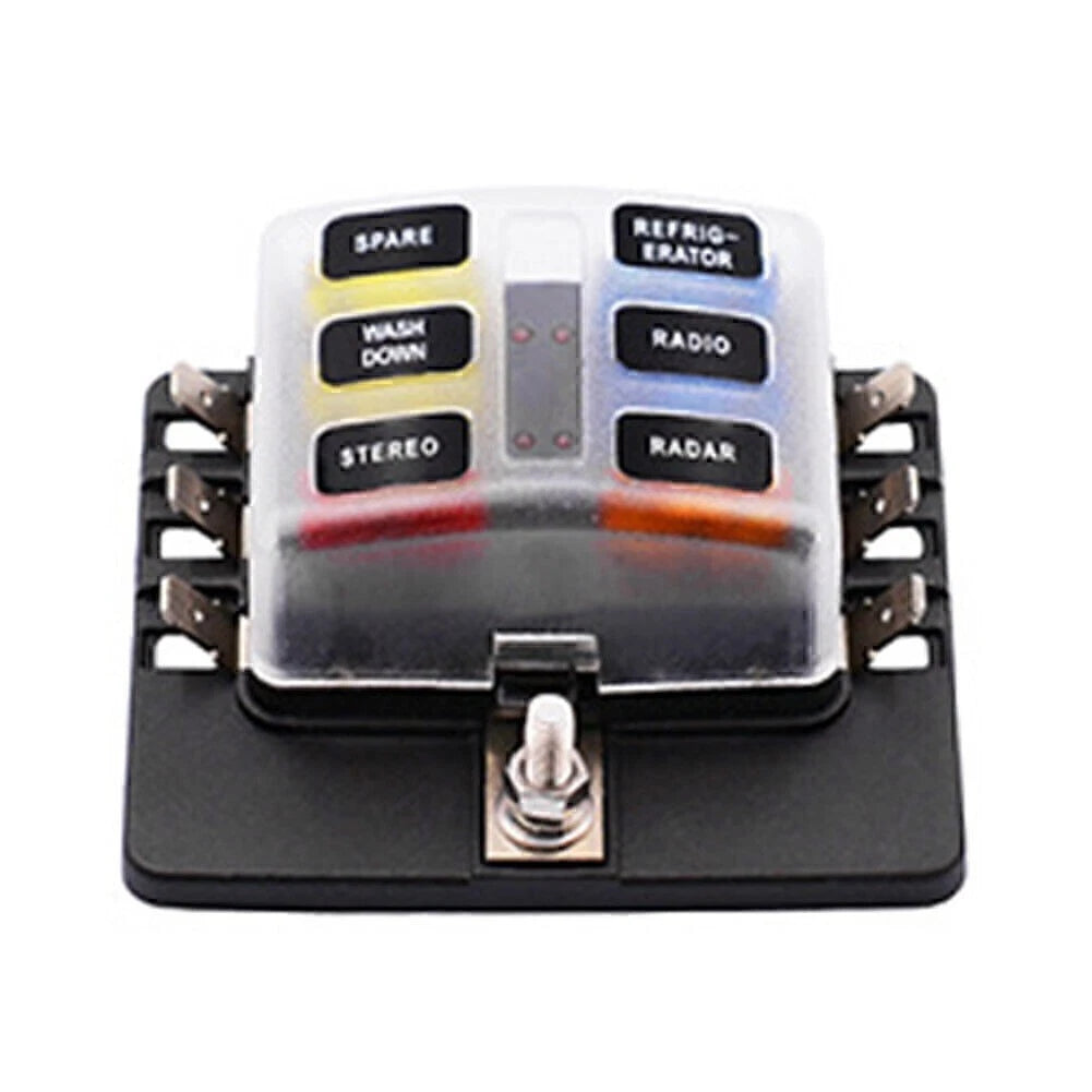 6 Way LED Fuse Box Block Holder for ATO ATC Blade Fuses