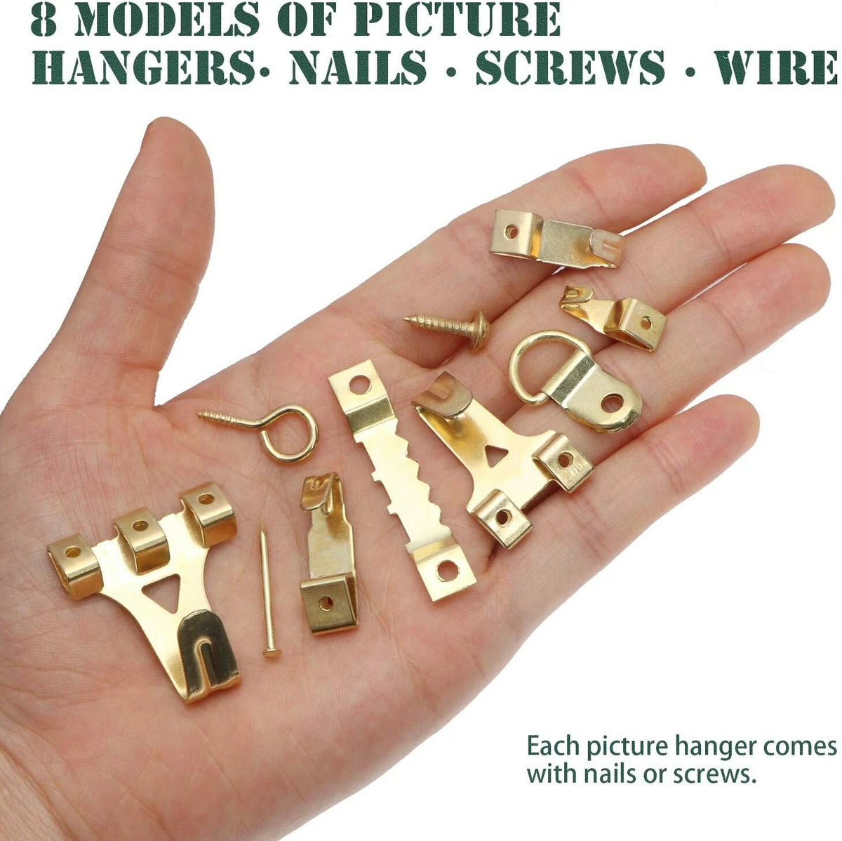 230x Stainless Steel Picture Hangers Hooks Photo Frame Hanging Kit