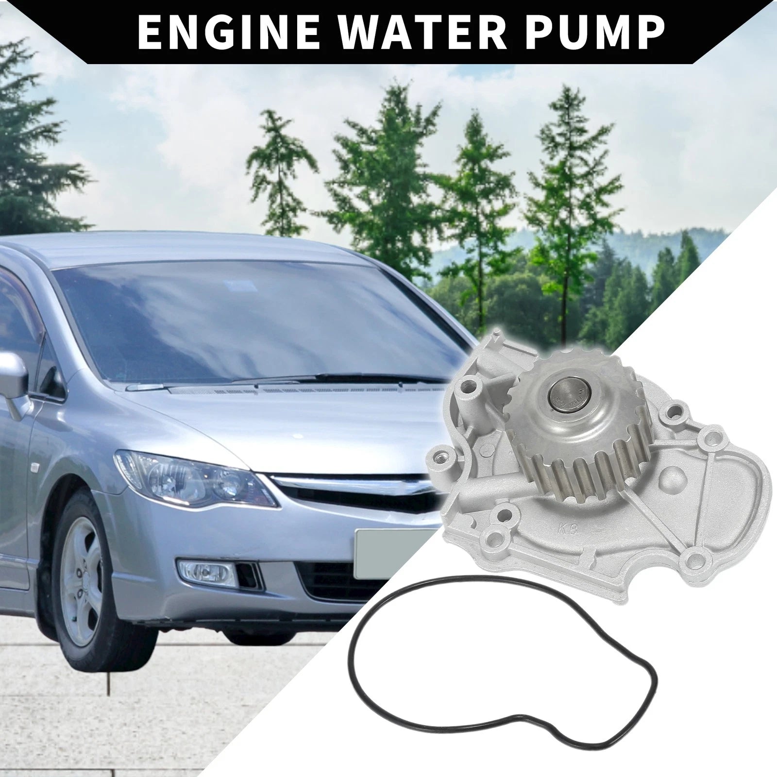 Water Pump Replacement with Rubber Ring Kit for Honda Civic Acura Integra (2001–2010)