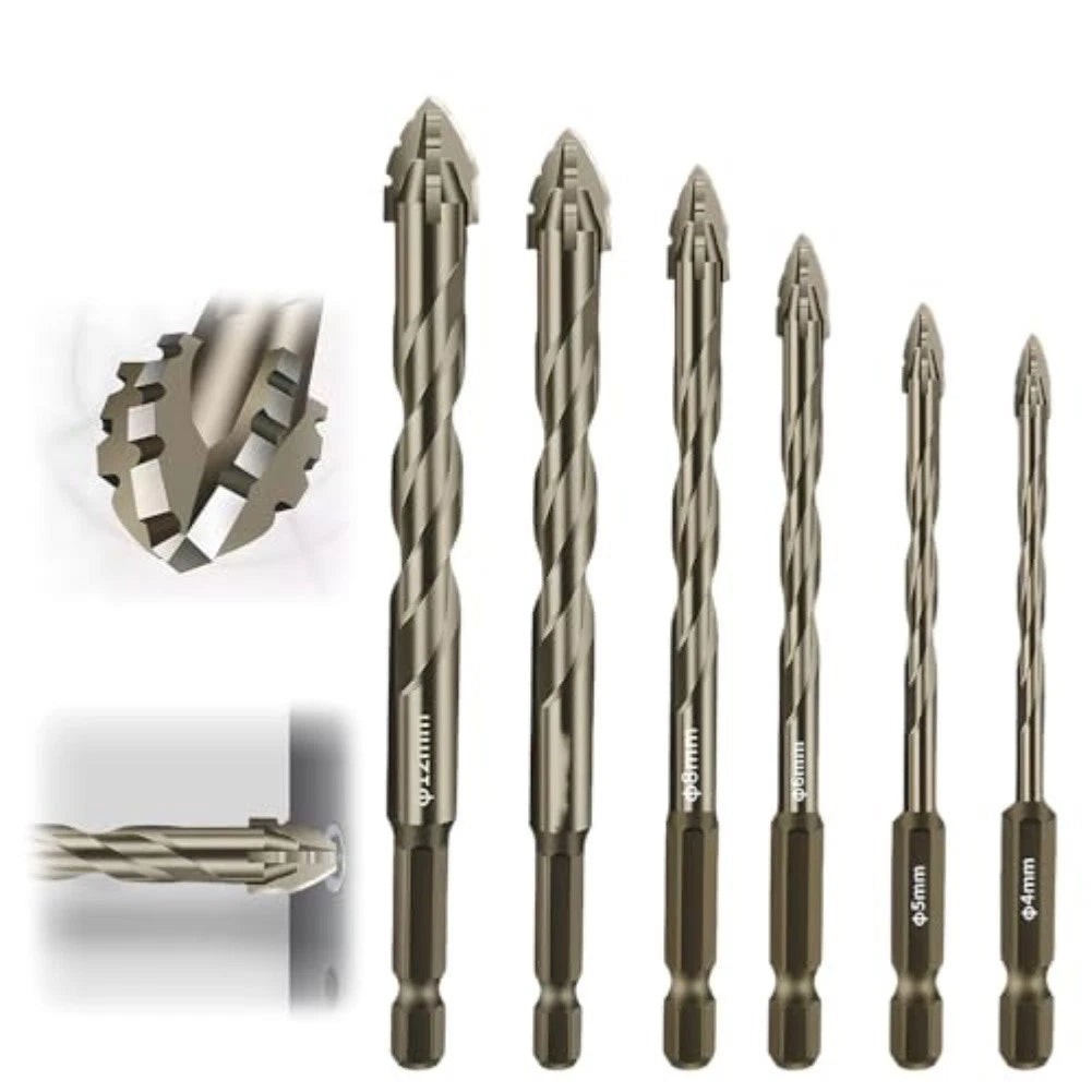 Eccentric 4 Flute Drill Bit Set for Wood, Stone, Brick, Concrete