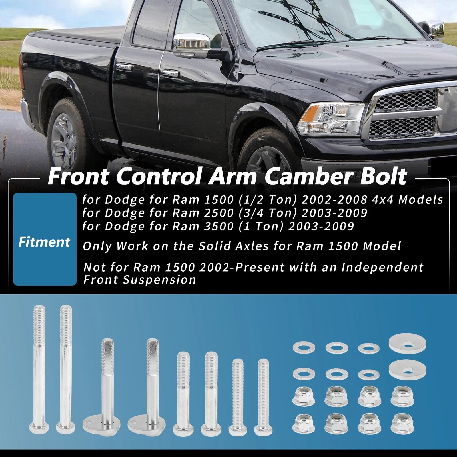 Front Control Arms Cam Bolt for Dodge Ram 1500 2500 3500 (2003–2009) 8.8 Grade