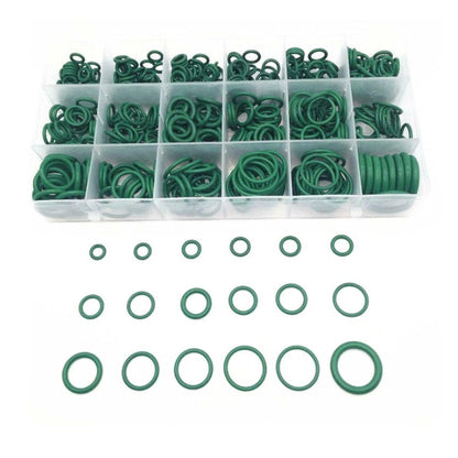 O Ring Set of 18 Sizes for Automotive Applications - Green Rubber