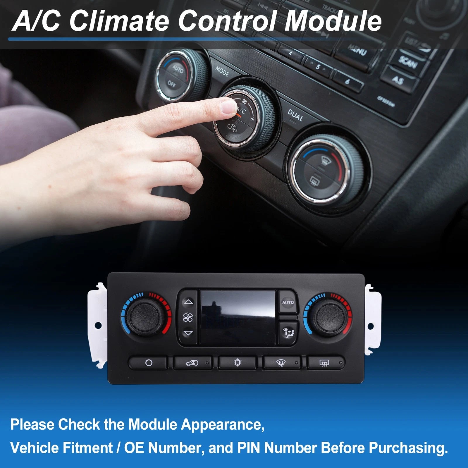 A/C Heater Climate Control Switch Panel Replacement for Cadillac Escalade (2007–2014)