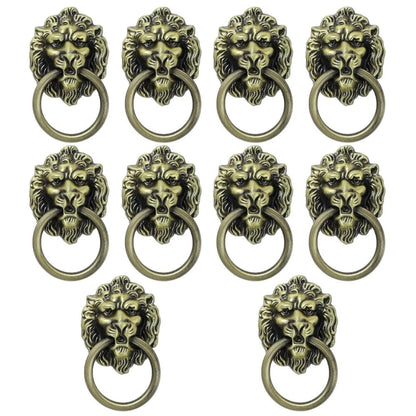 10X Vintage Lion Head Pull Handle Ring Antique Door Cabinet Drawer Cupboard Knob
