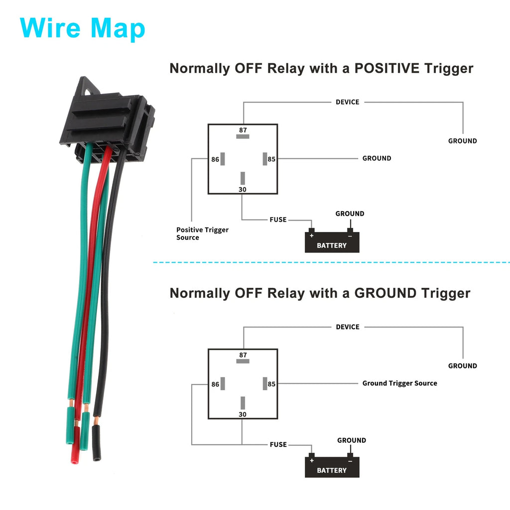 1 Pc 30A 24V Waterproof Auto Relay with Harness for Universal Applications