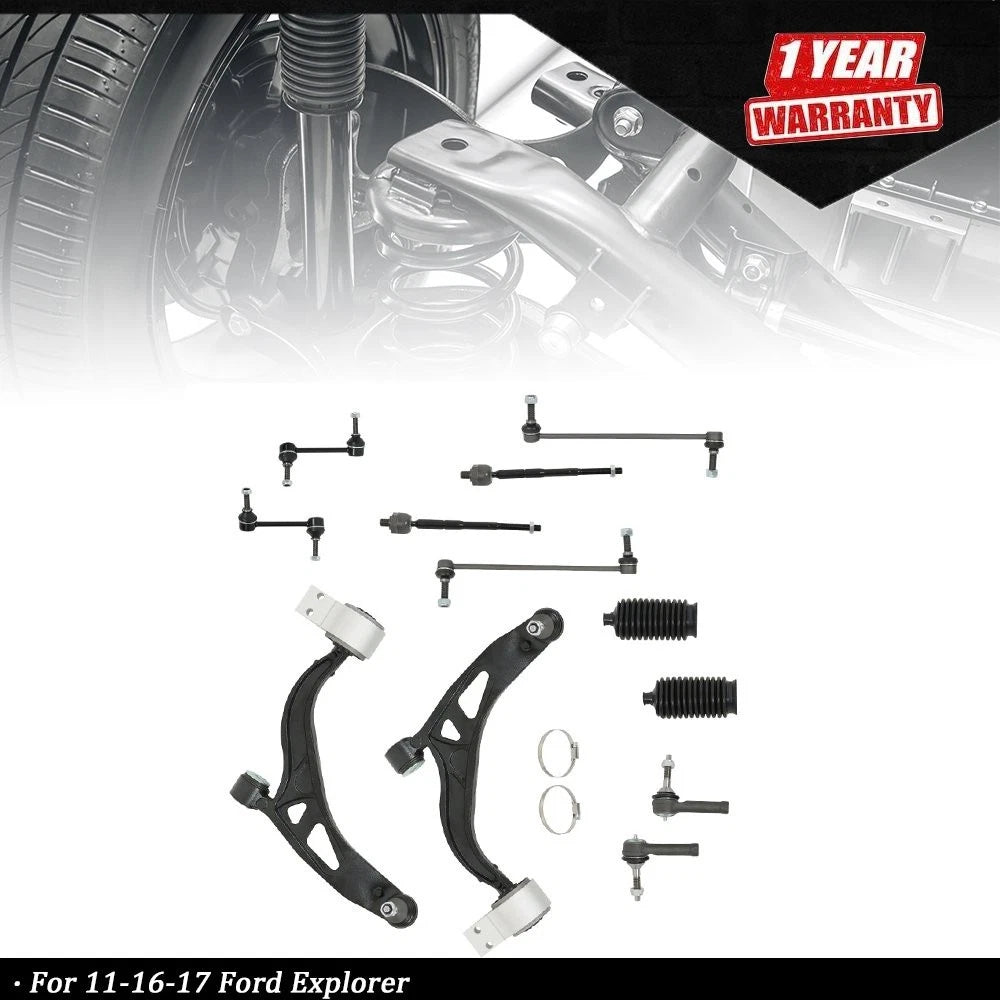 12pcs Front Lower Control Arm Ball Joint Tie Rod End for Ford Explorer (2011–2017)
