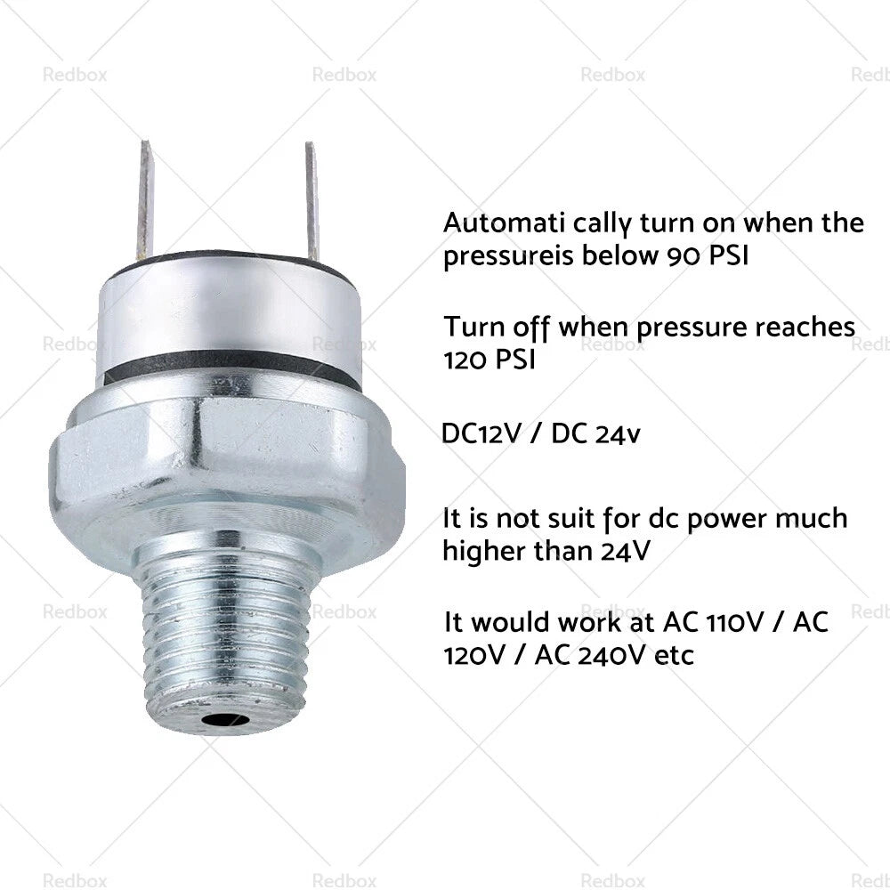 1/4 NPT Air Compressor Pressure Switch Off Valve 90-120PSI for Tank