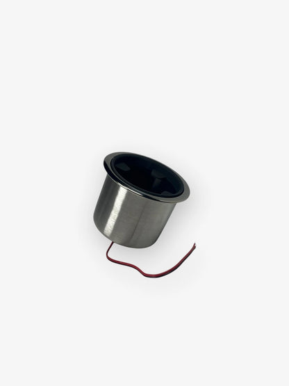 2X LED Stainless Steel Cup Holder w/ Insert for TH Marine (3 5/8in Cutout)