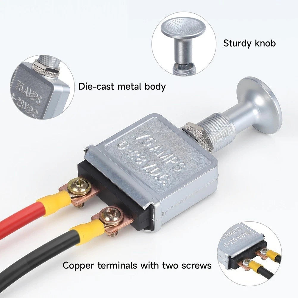 Push Pull Switch for High Amperage Devices (6-28V)