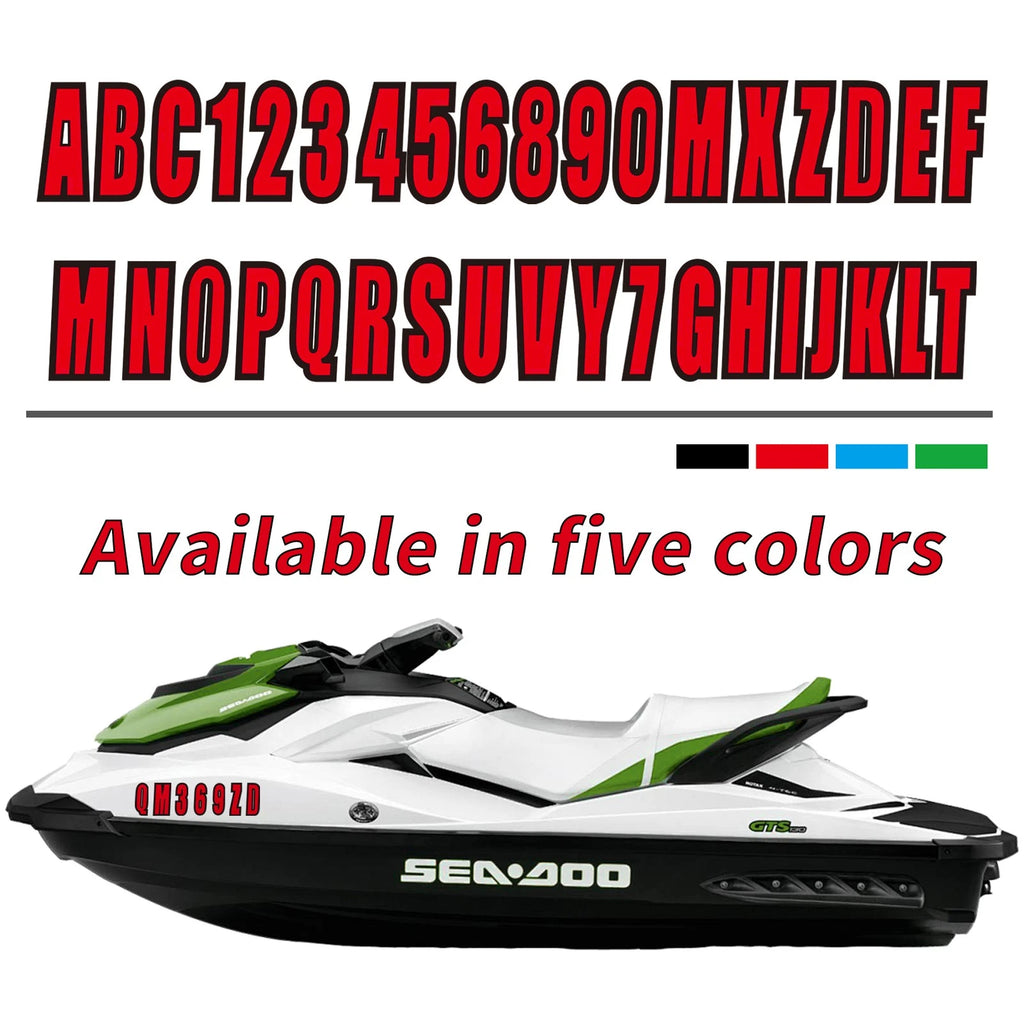 3" Boat Registration Letters & Numbers Decals A-Z 0-9 Red