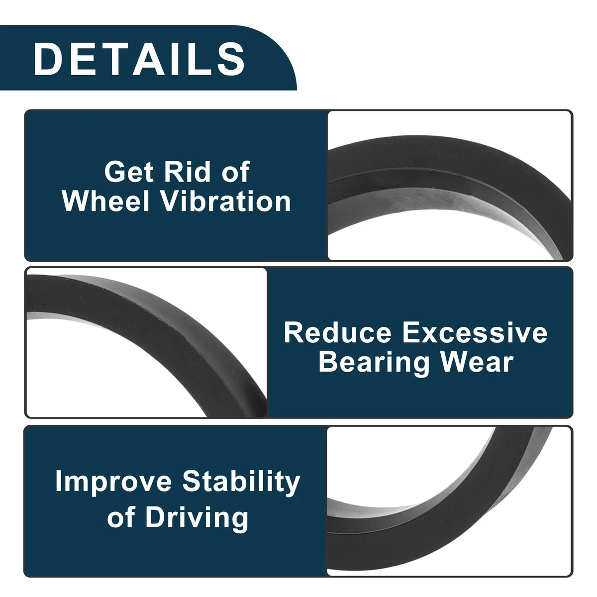 2X Wheel Hub Centric Rings for Car (OD 83.1mm ID 67.1mm Black Polycarbonate)