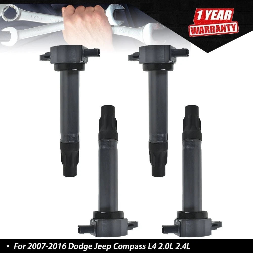 Set of 4 Ignition Coils C1587 UF557 for Dodge Jeep Compass (2007–2017) 2.0L 2.4L