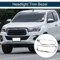 Front Headlight Trim Bezel Pair for Toyota Hilux Revo (2015–2017) Silver