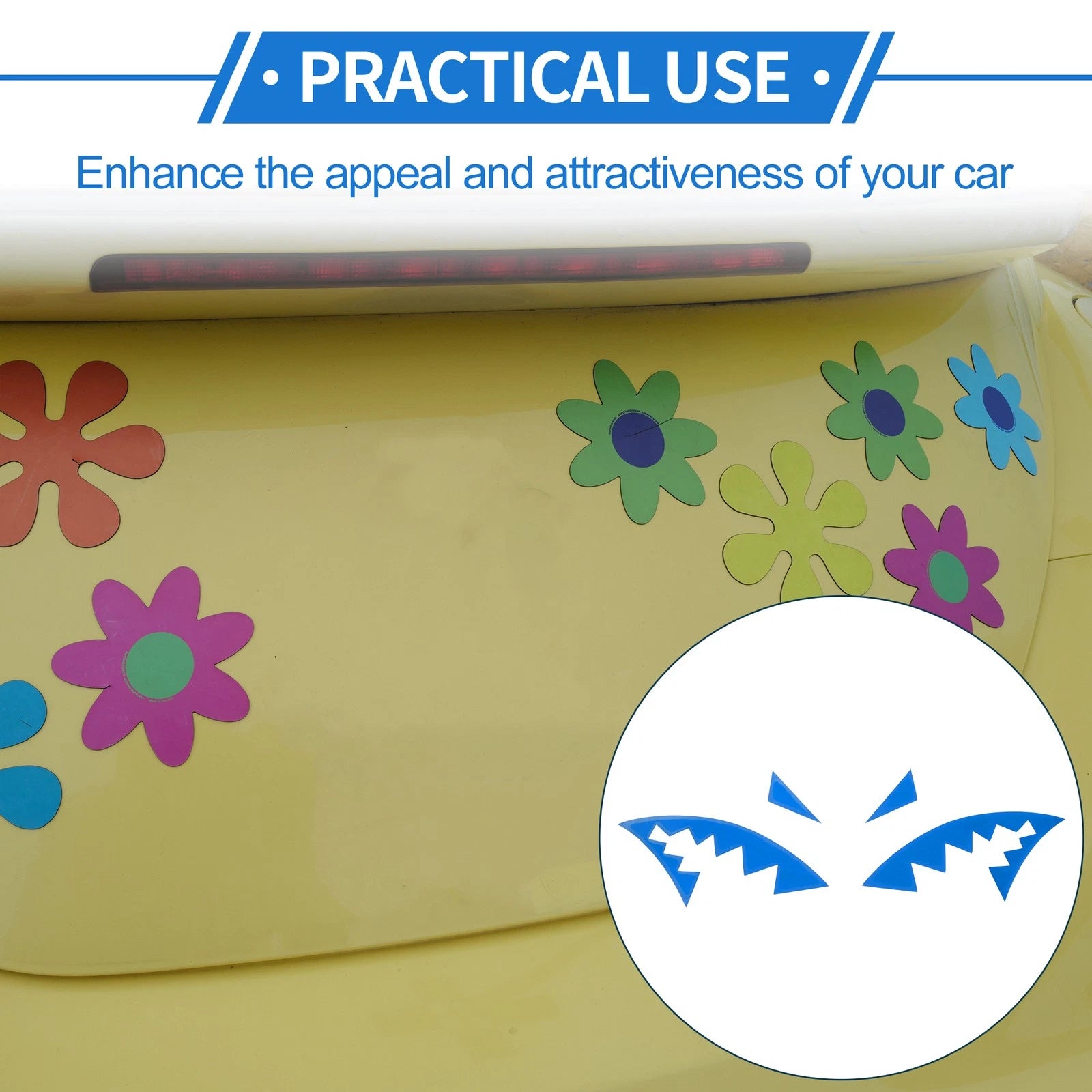 Reflective Bumper Decal for - Blue Shark Mouth