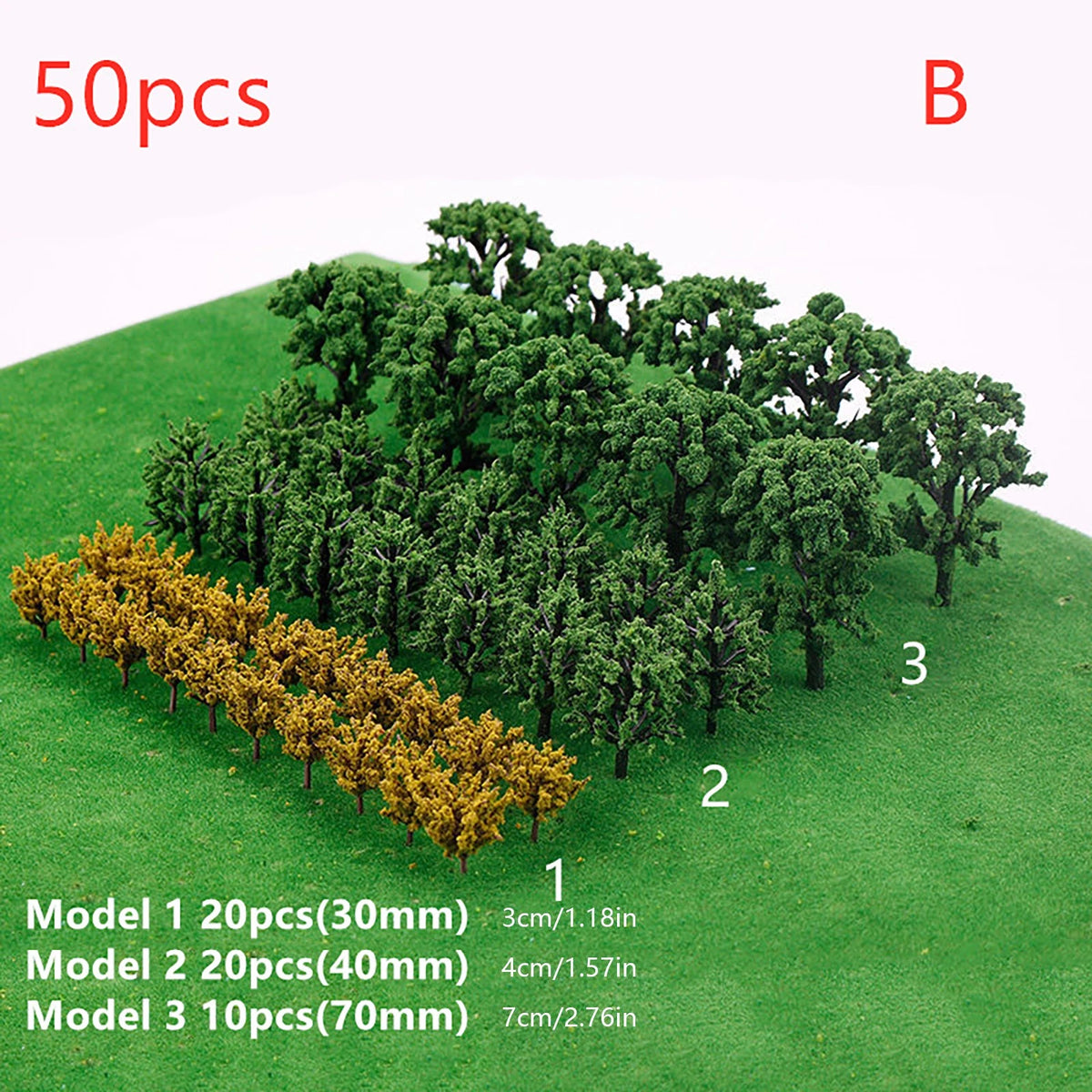 50pcs Miniature Trees for Model Train Railroad Scenery