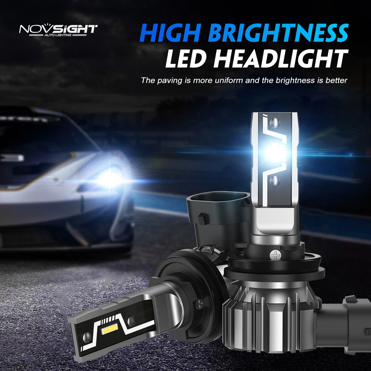 H11 H9 LED Headlight Bulbs Conversion Kit for NOVSIGHT (6500K)