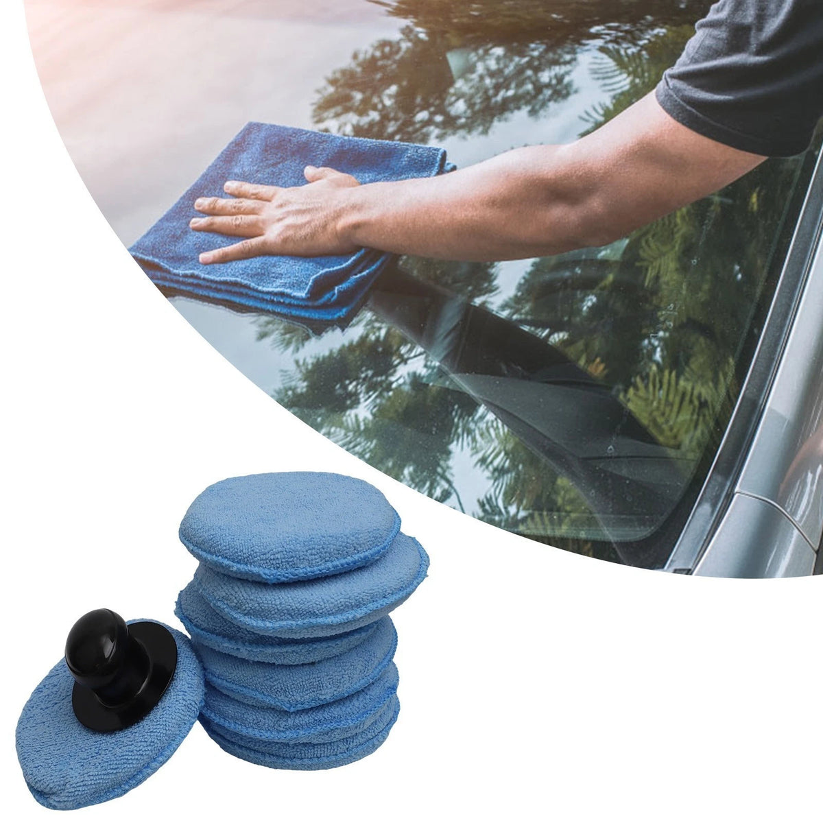 8-Piece Car Care Kit with Wax Applicators and Handling Tool