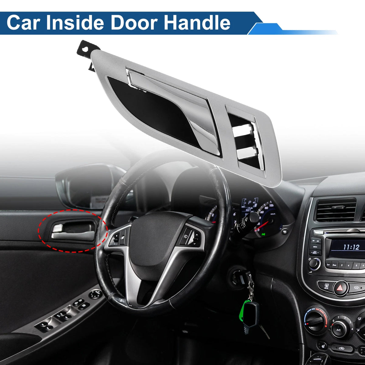 Front Driver Side Interior Door Handle for VW Skoda (2001–2008) Chrome