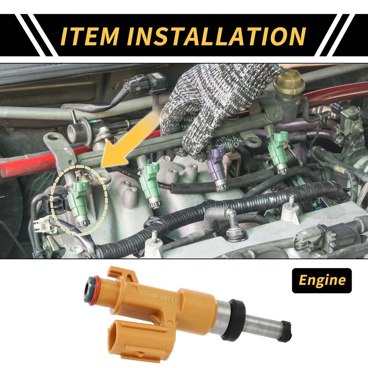 Fuel Injector for Toyota Highlander (2016–2022) 12 Holes Yellow 1 Piece