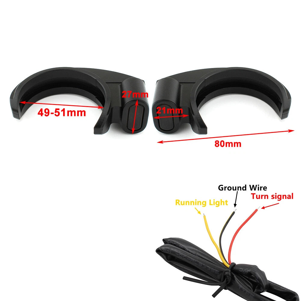 1 Pair LED Front Turn Signal Light for Harley (49-51mm Front Fork)