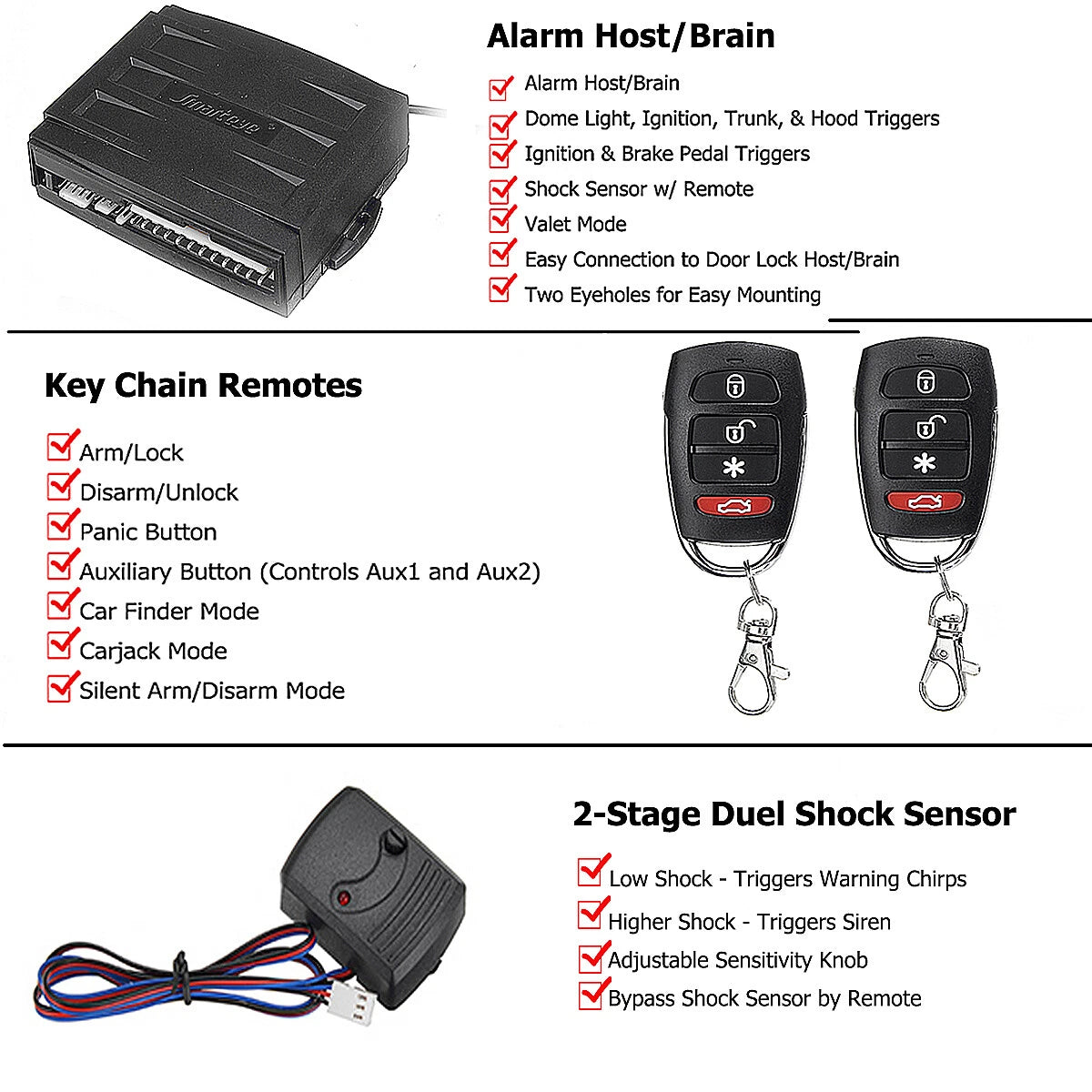 Set of 4 Door Power Lock Actuator Motors for Remote Car Alarm Keyless Entry