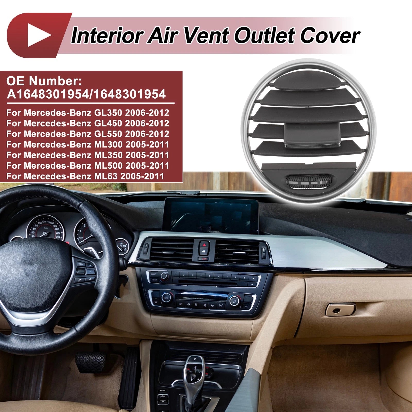 Center Console AC Air Vent Grille Replacement for Mercedes-Benz GL350 (2013–2015)