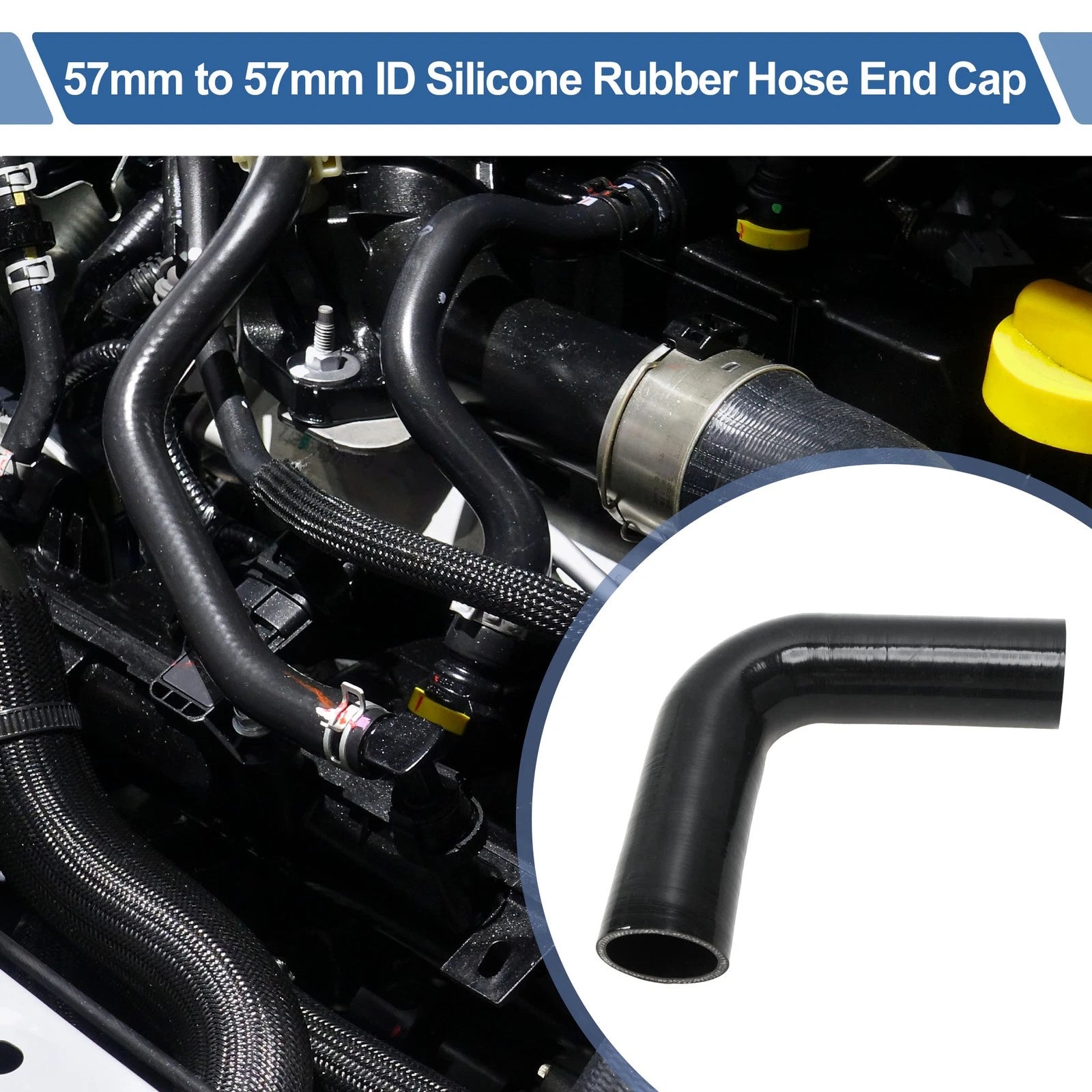 90 Degree 57mm Silicone Elbow for Intercooler Heater (178mm)