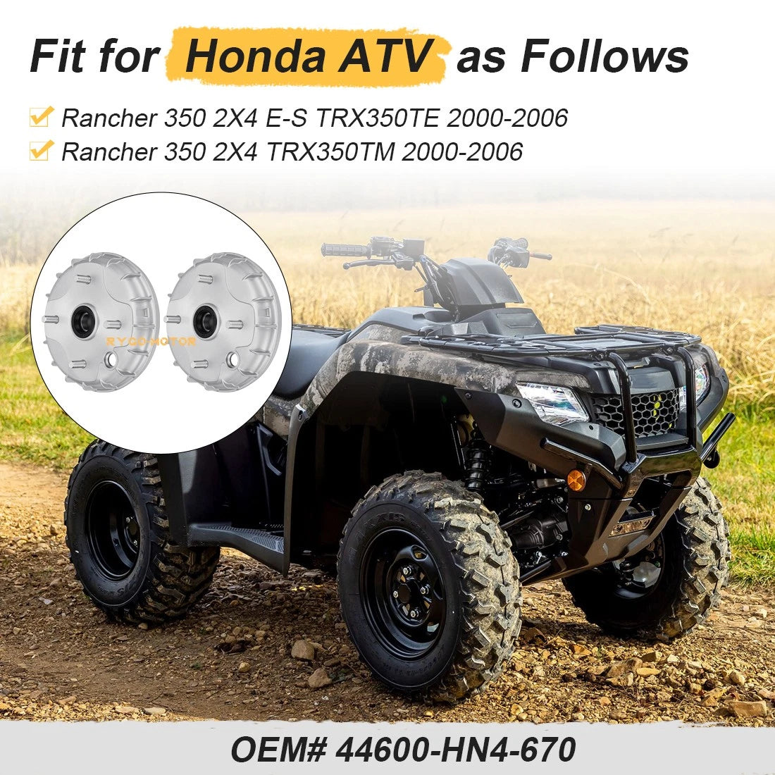 2X Front Brake Drums for Honda Rancher 350 2x4 TRX350TE (2000–2006) 44600-HN4-670